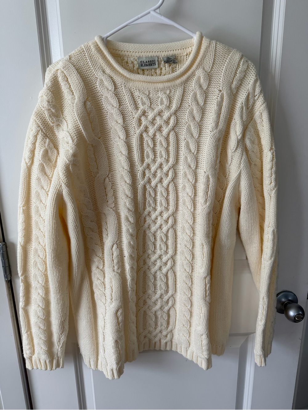Classic Elements Cream Cable Knit Crew Sweater
